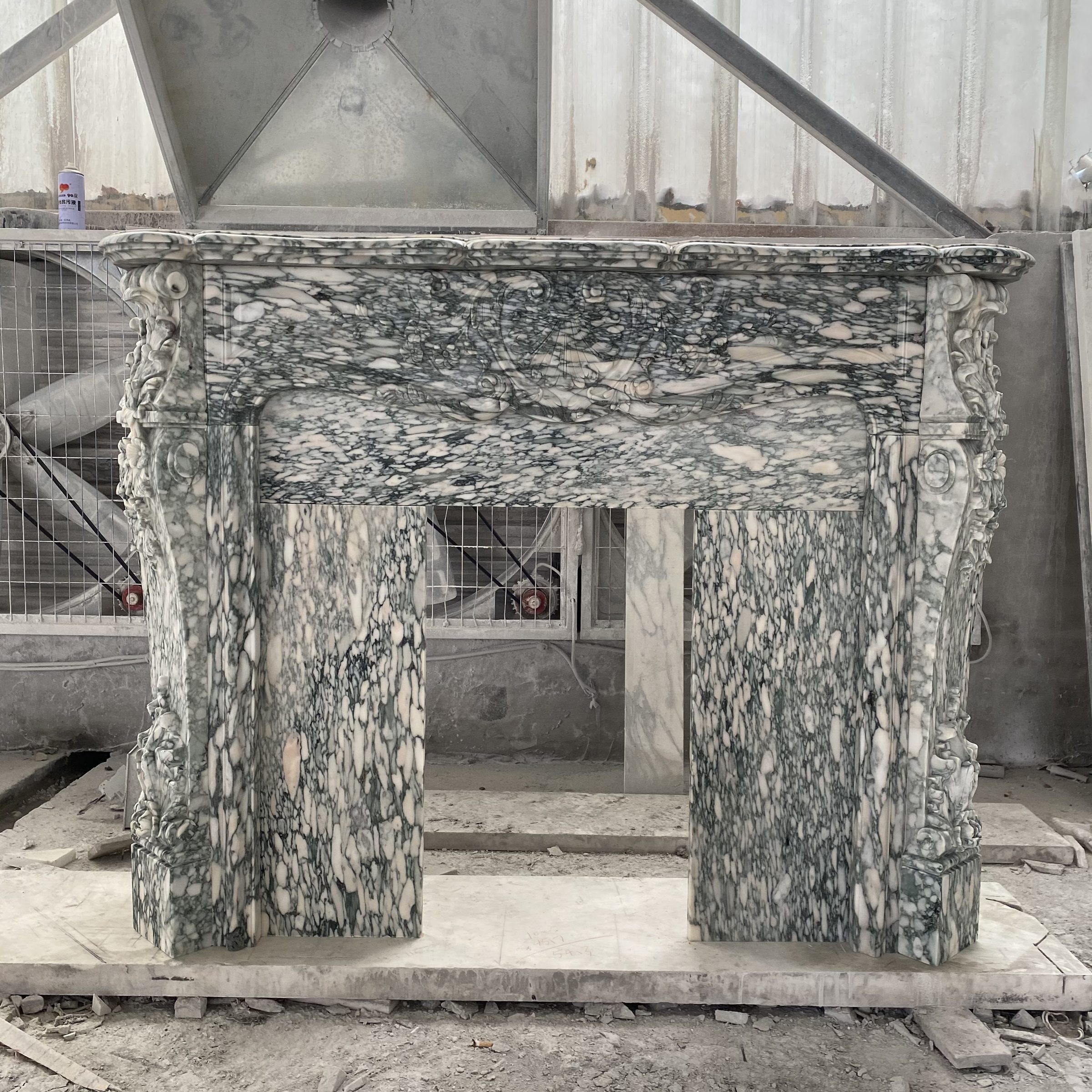 Green-Ground White Marble French Mantel — image 1