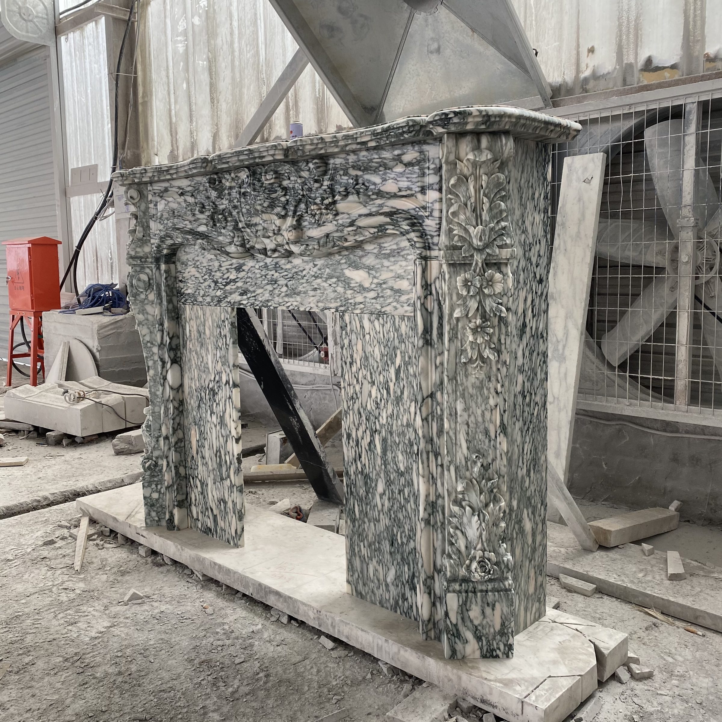 Green-Ground White Marble French Mantel — image 2