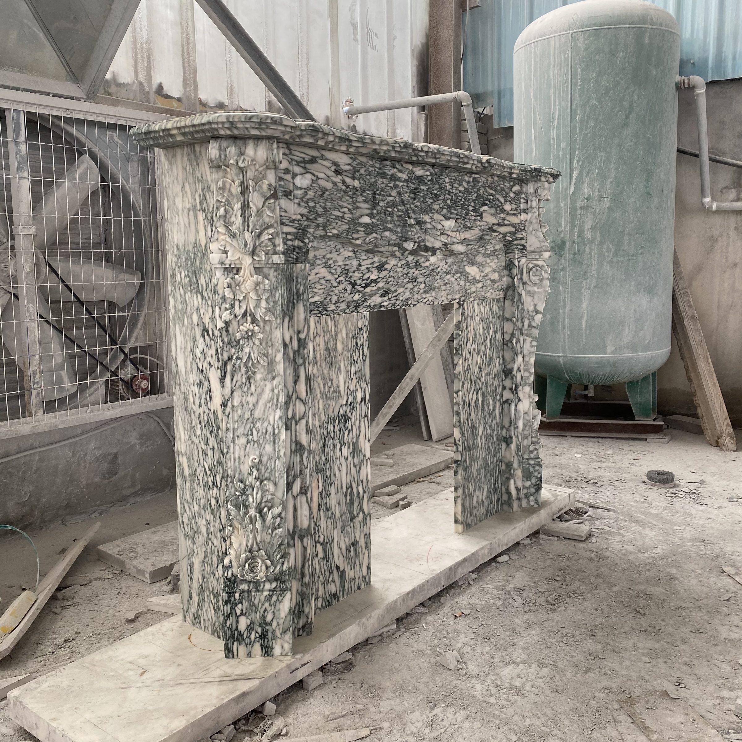 Green-Ground White Marble French Mantel — image 3