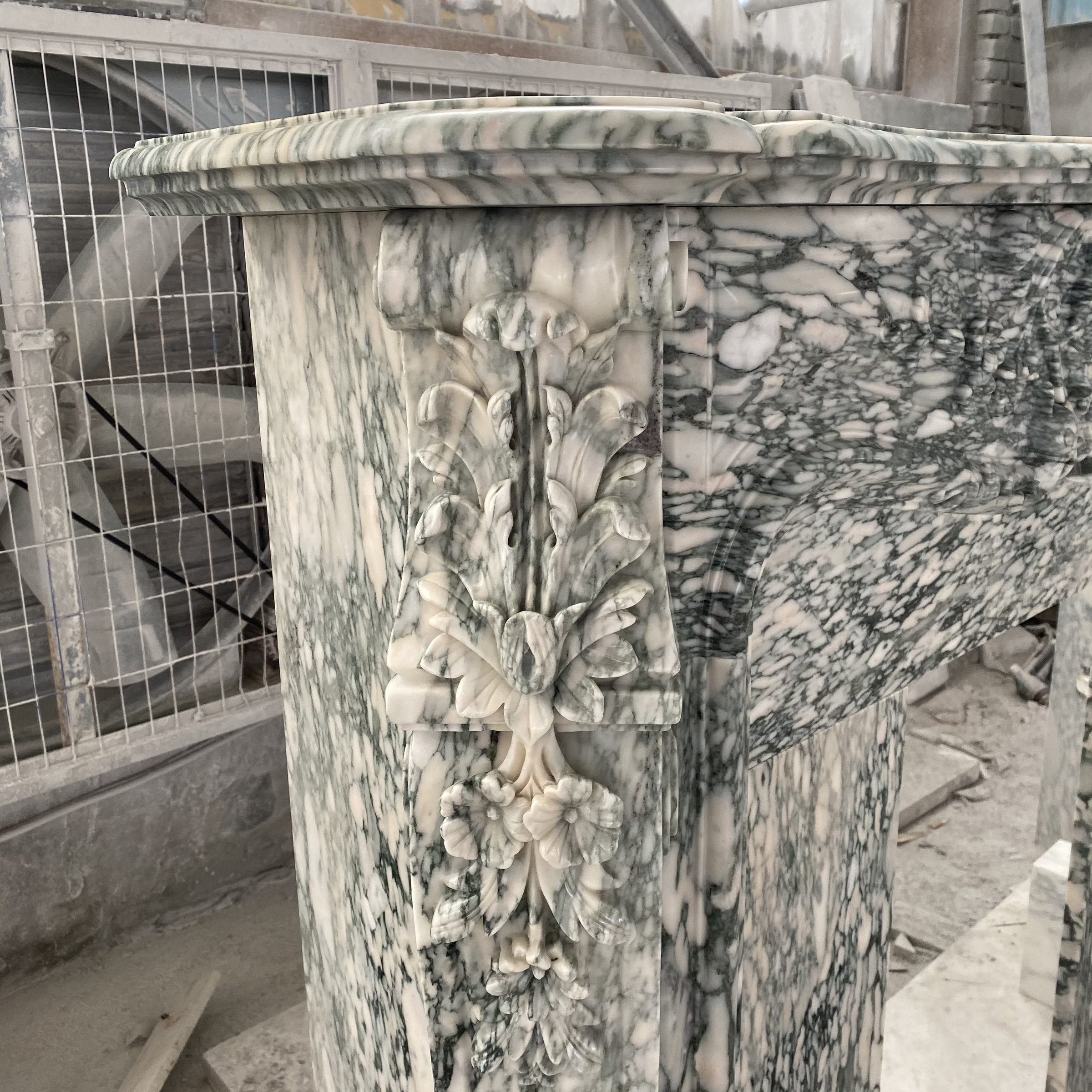 Green-Ground White Marble French Mantel — image 10