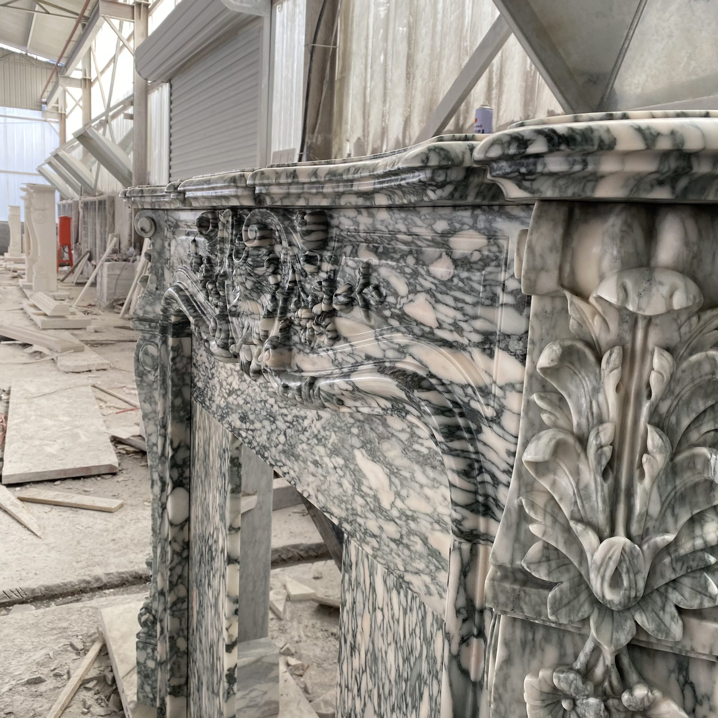 Green-Ground White Marble French Mantel — image 11