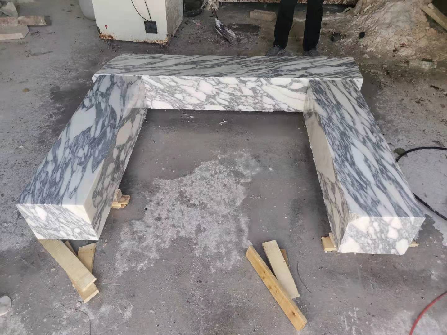 High end Italian Arabescato carved marble fireplace — image 3