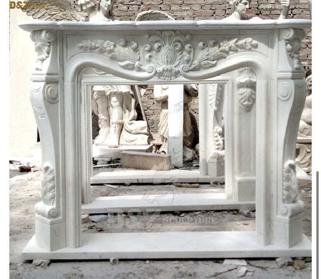Customized natural Italian Carrara White Marble Fireplace Mantel — image 6