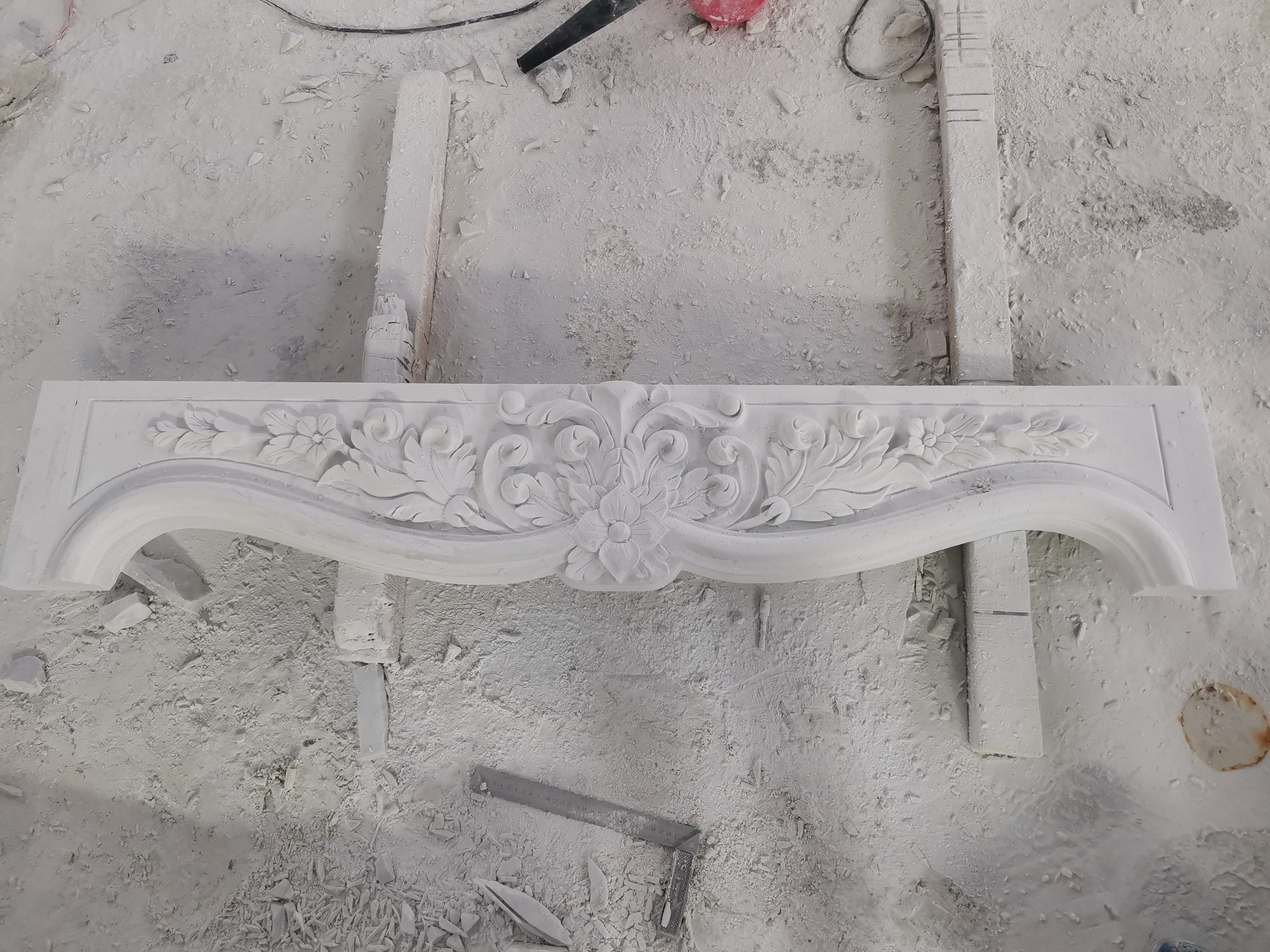 Customized natural Italian Carrara White Marble Fireplace Mantel — image 9