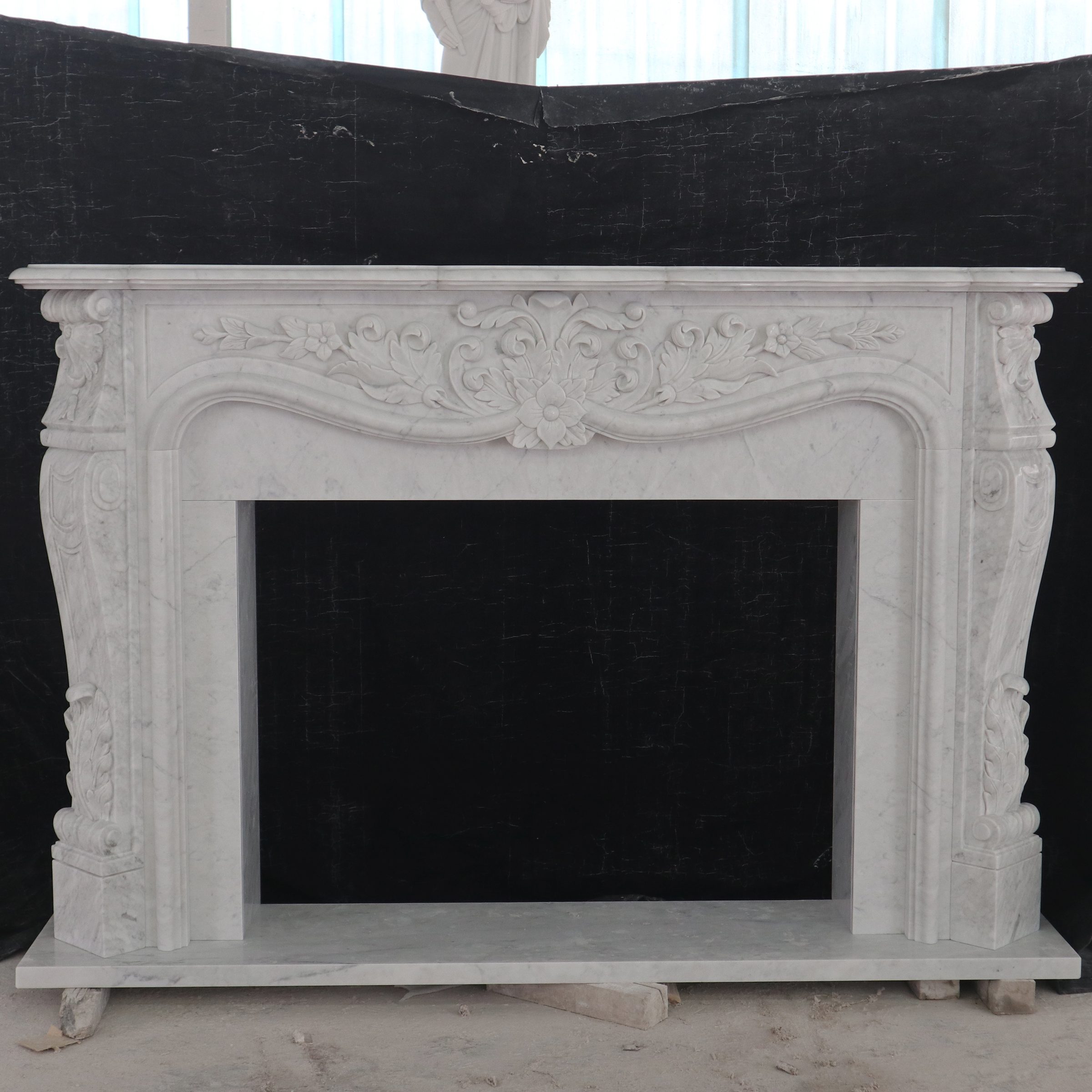 Customized natural Italian Carrara White Marble Fireplace Mantel — image 1