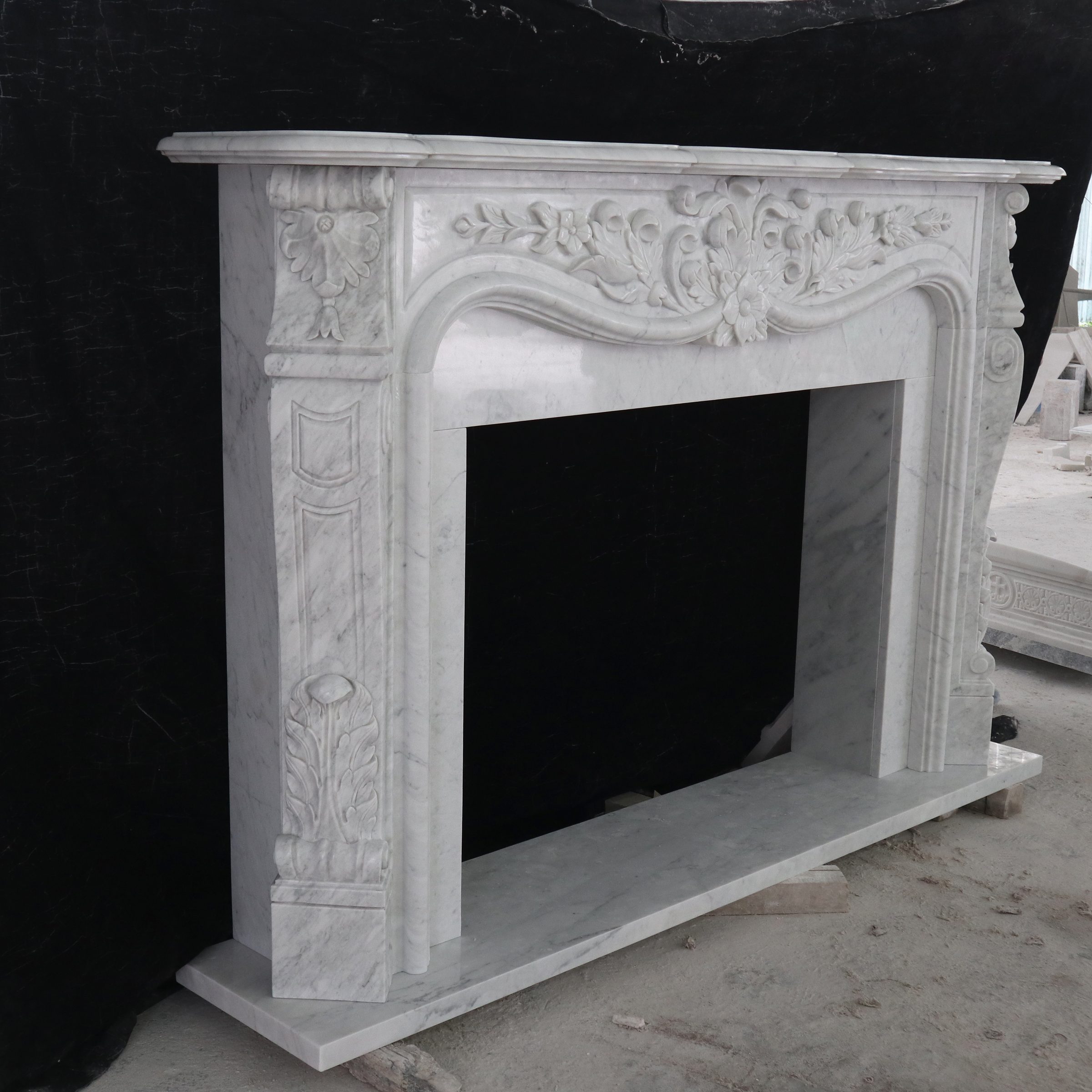 Customized natural Italian Carrara White Marble Fireplace Mantel — image 2