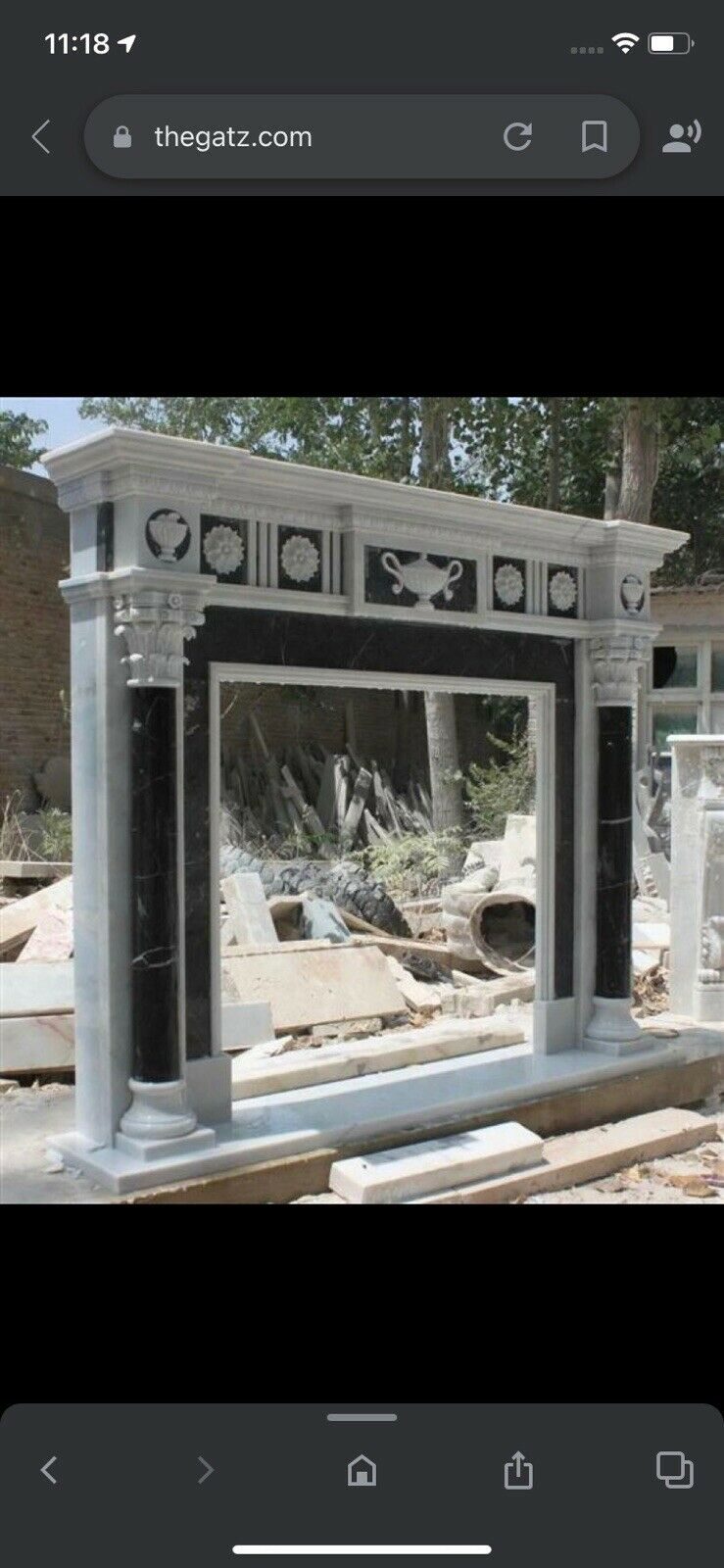 Standing ladies and flower hand carved white marble fireplace customized — image 5