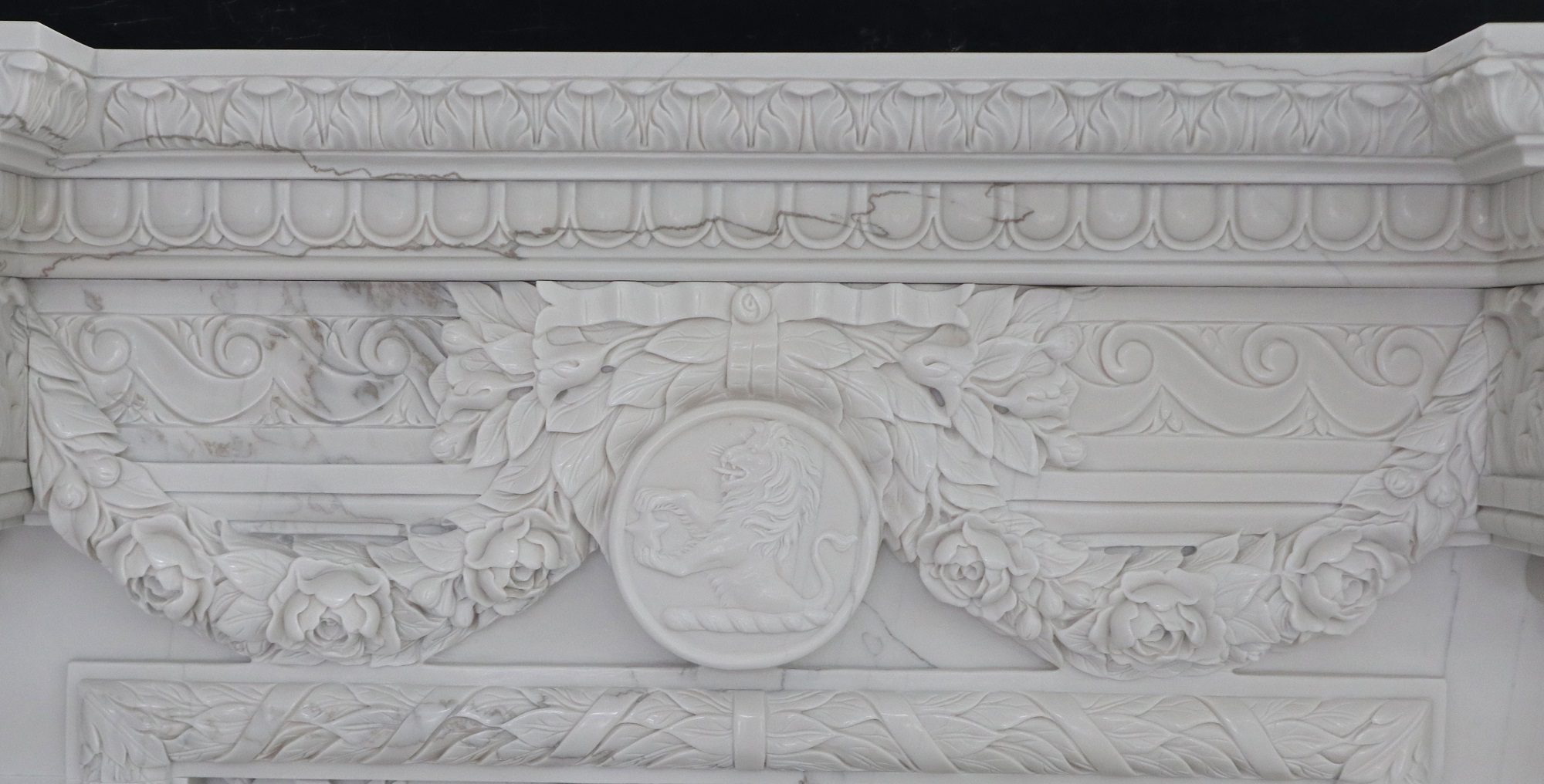 Standing ladies and flower hand carved white marble fireplace customized — image 9