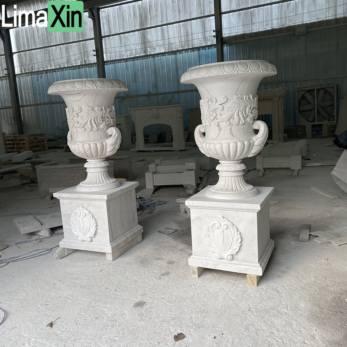 Customized garden stone works natural stone gazebo and urns — image 1