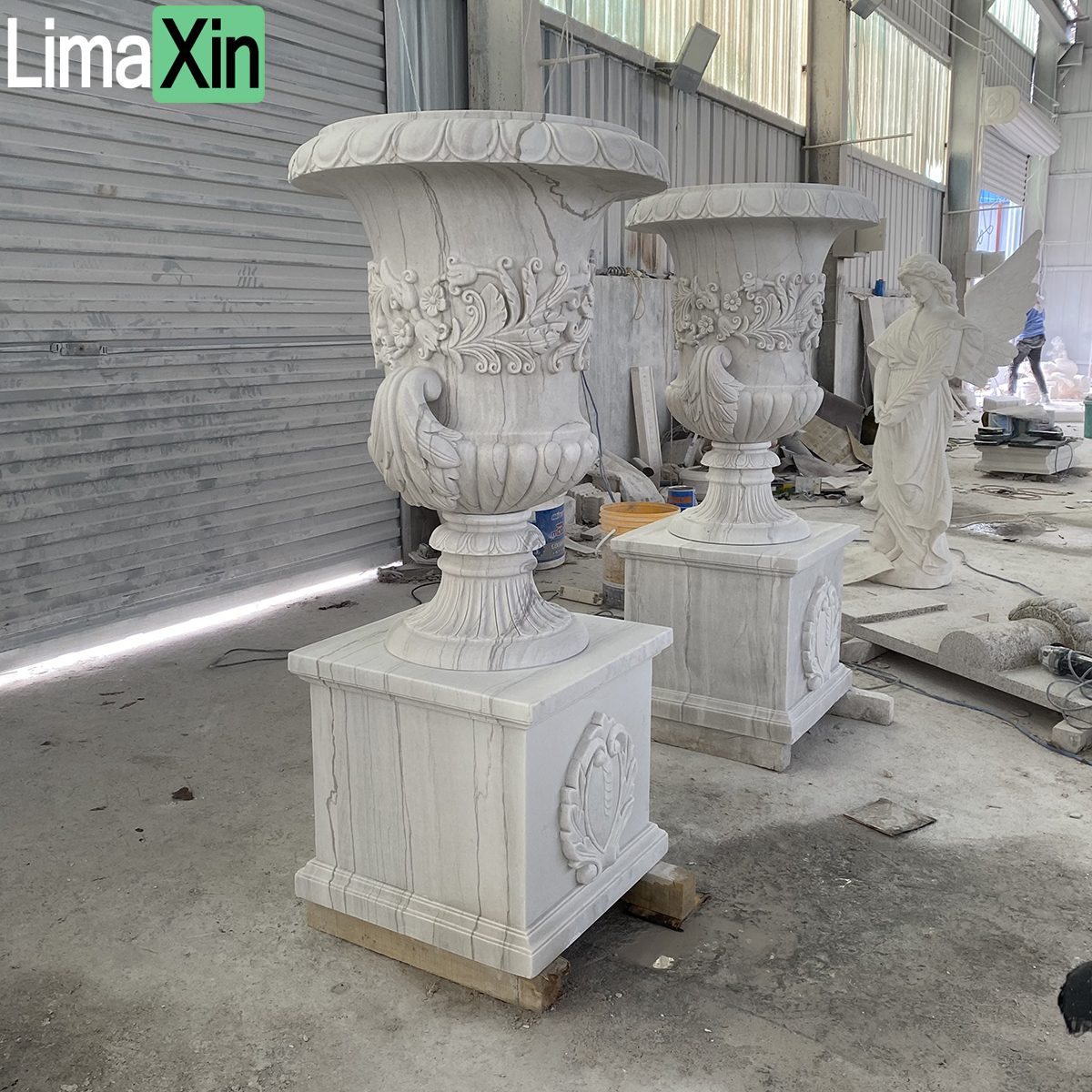 Customized garden stone works natural stone gazebo and urns — image 9