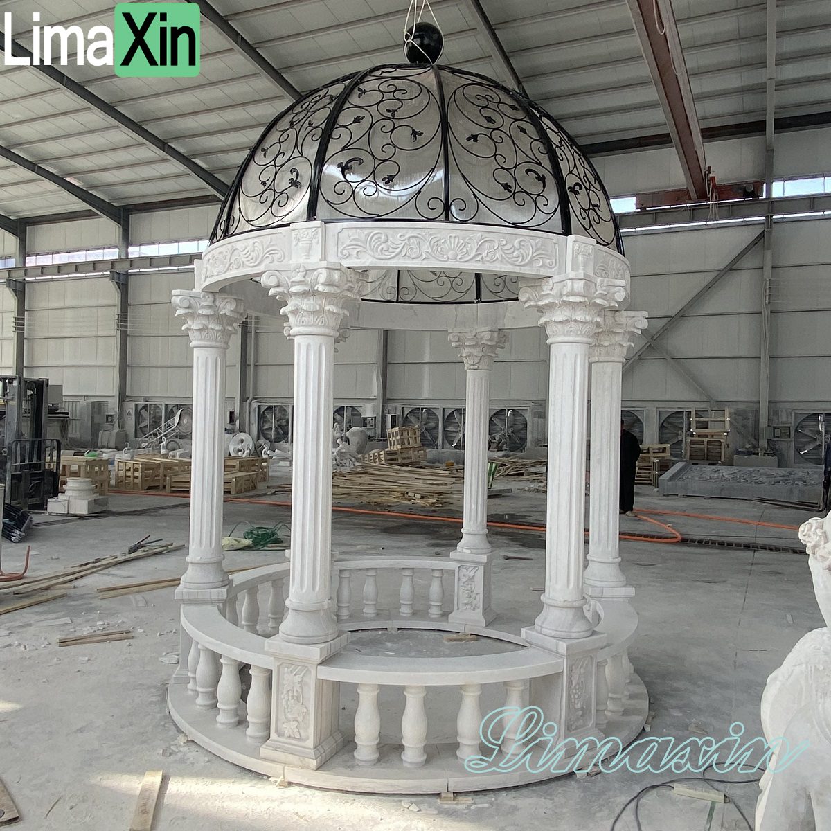 Customized garden stone works natural stone gazebo and urns — image 3
