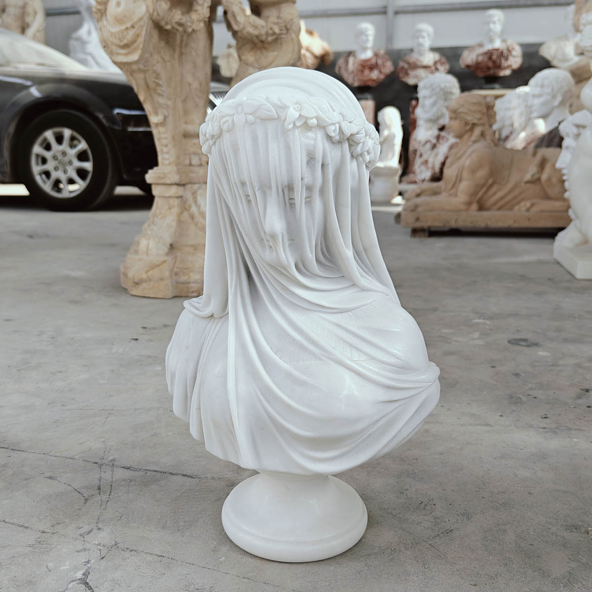 Veiled lady marble bust — image 1