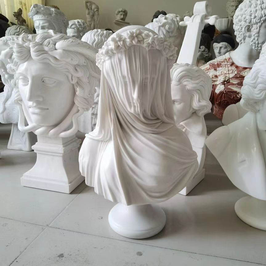 Veiled lady marble bust — image 3