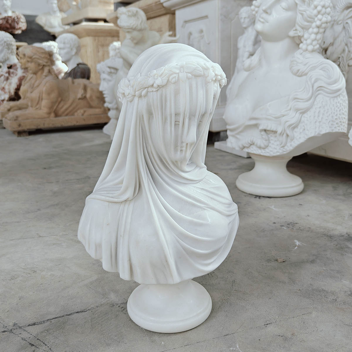 Veiled lady marble bust — image 2
