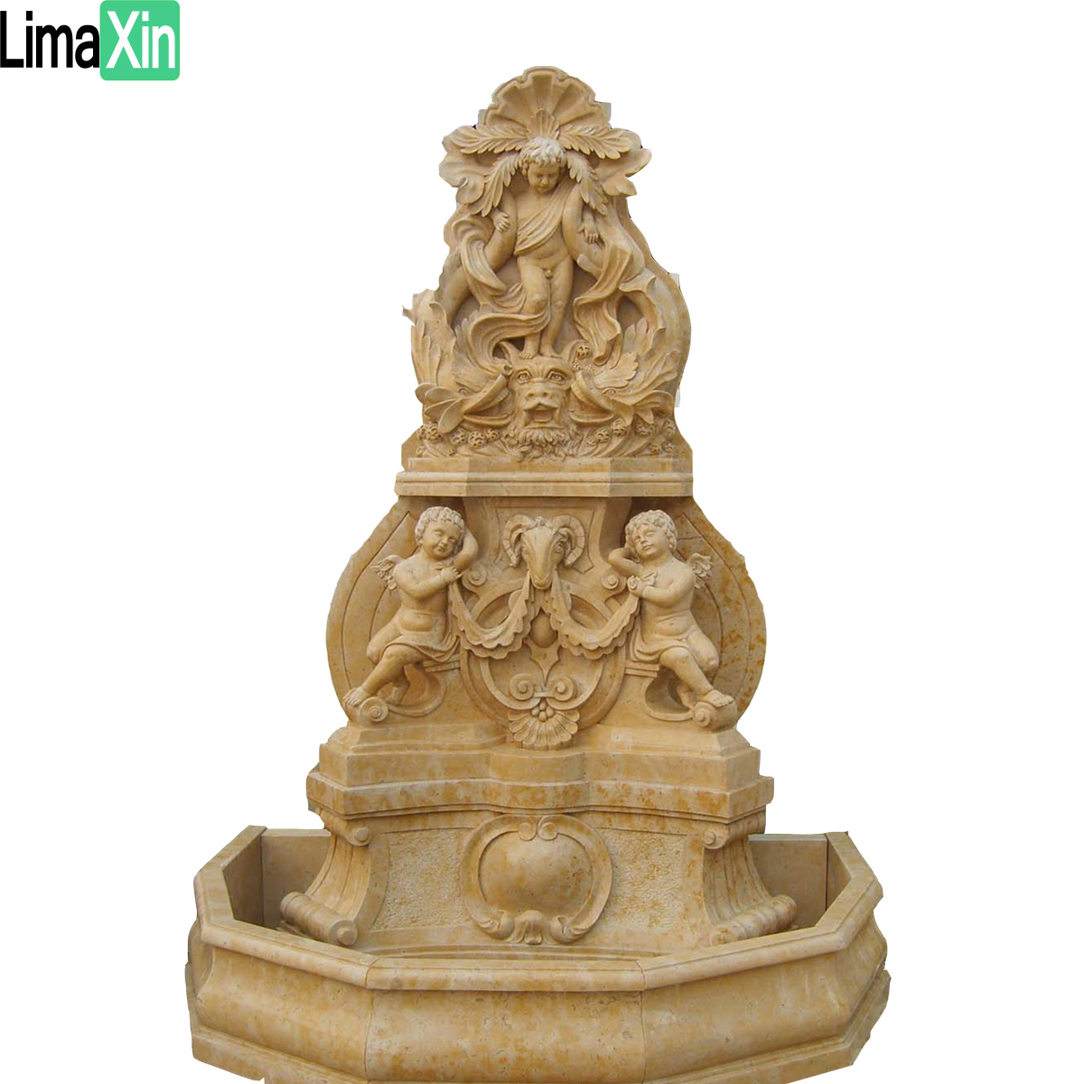 Antique bronze finish natural marble hand carved wall fountain — image 1