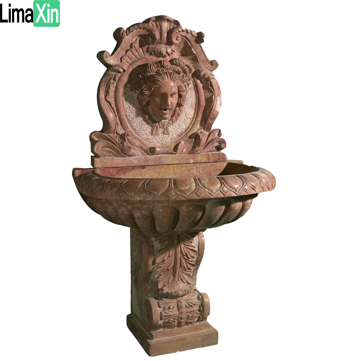 Antique finish lion head marble wall water fountain — image 4