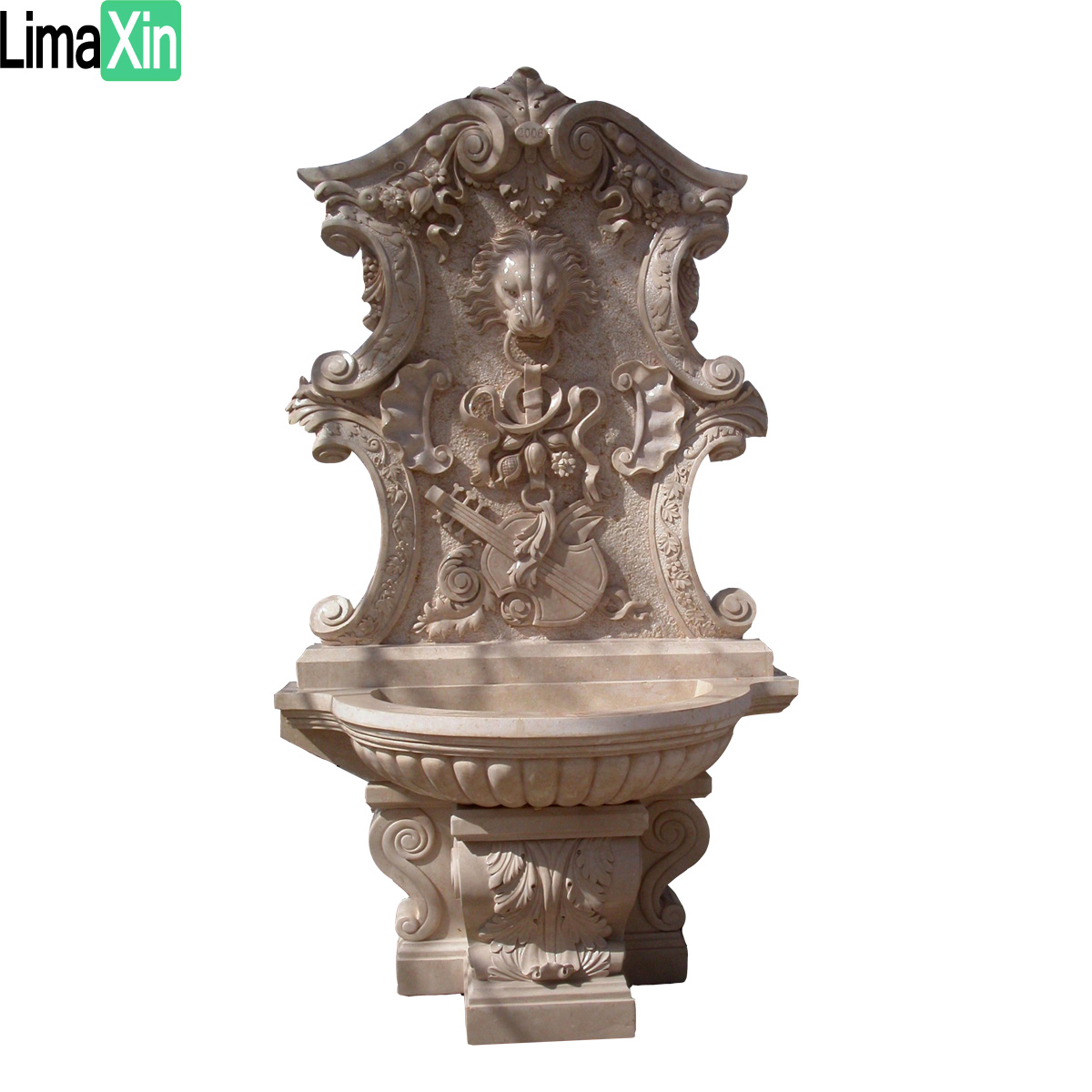 Hand carved white marble wall fountain — image 1