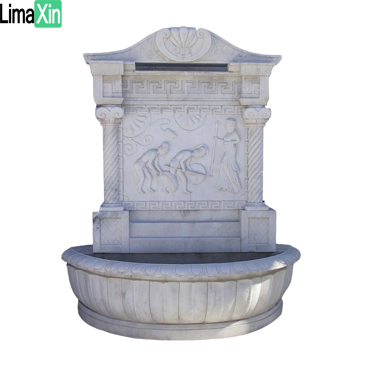 Antique bronze finish natural marble hand carved wall fountain — image 2