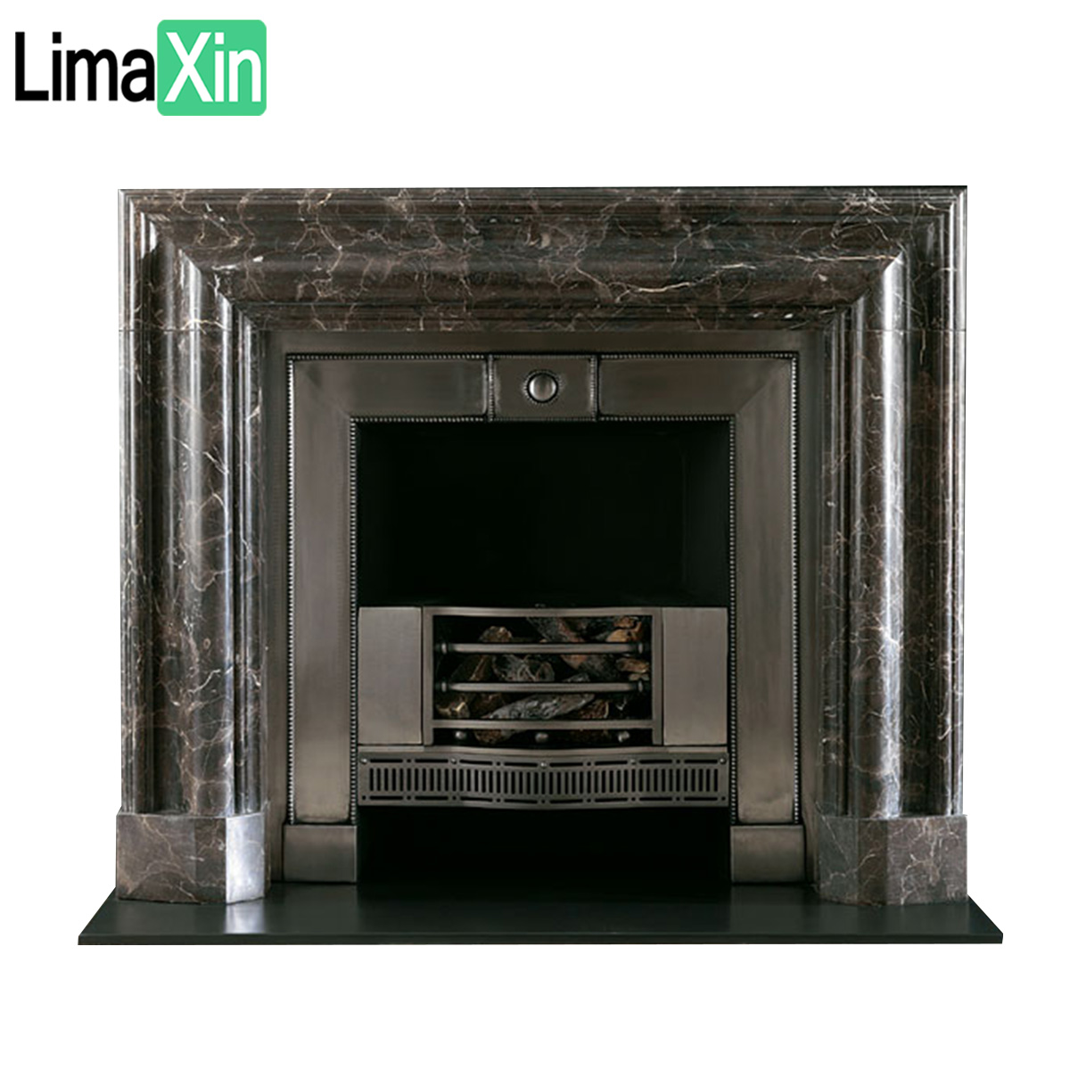 Customized Modern design solid stone brown marble fireplace mantel