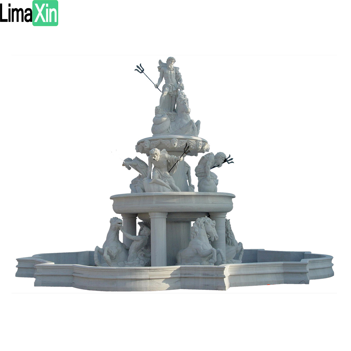 Large size Apollo Chariot white marble horse fountain — image 2