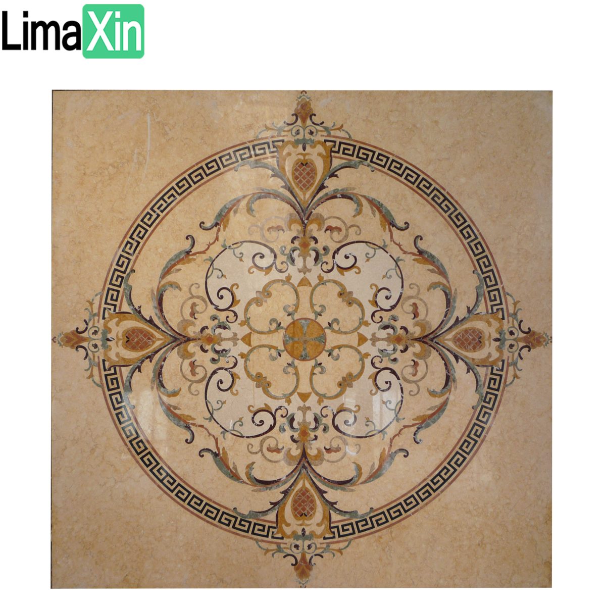 Interior floor decorative natural marble water jet medallion