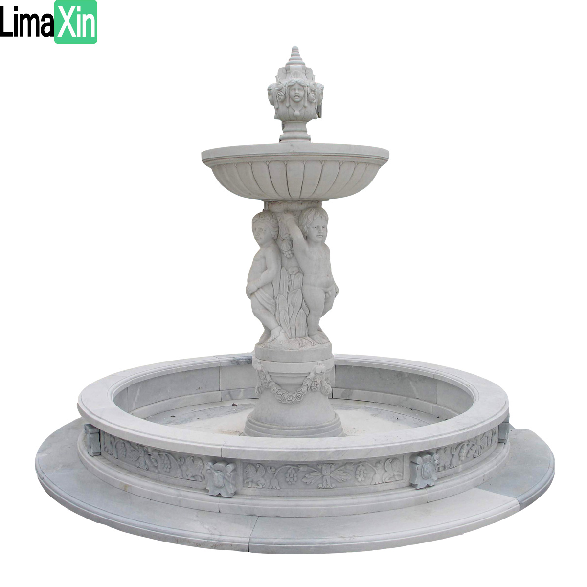 Customized natural stone travertine garden water fountain — image 4