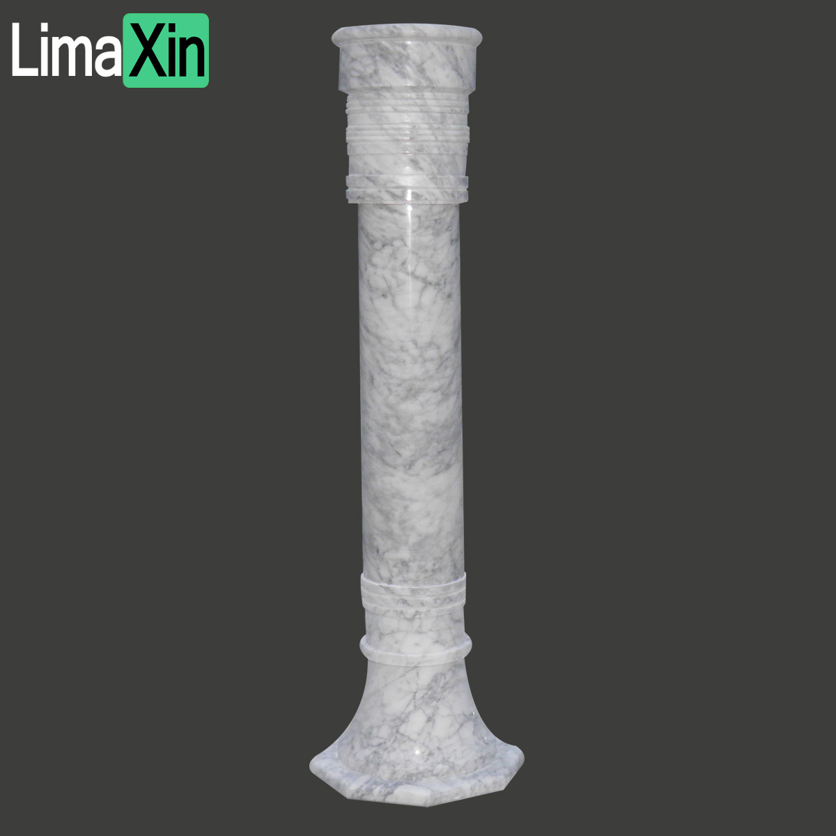 Hand carved Carrara white marble column for home decoration