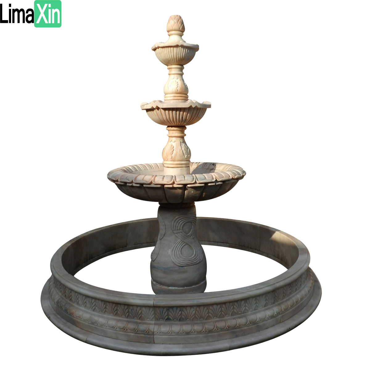 Customized natural stone travertine garden water fountain — image 3