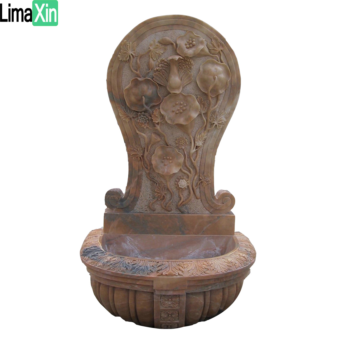 Antique finish lion head marble wall water fountain — image 6