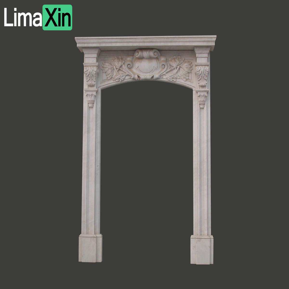 Hand carved white marble decorative door surround